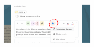 Cantoo Web dans l'éditeur de texte de l'ENT HDF.